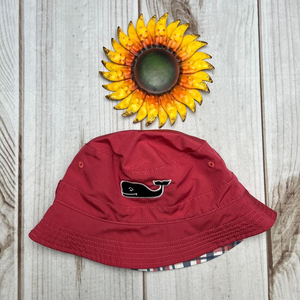 Vineyard Vines for Target Red Whale Bucket Hat Reversible Plaid M/L